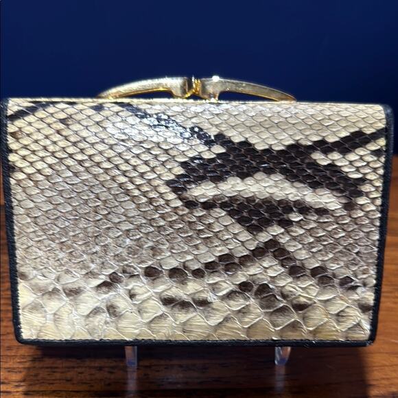 Python Women’s Wallet Vintage Genuine Python and Leather - Picture 1 of 7